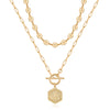 Hip-hop Cool Style Hexagon Letter Copper 14k Gold Plated Layered Necklaces In Bulk