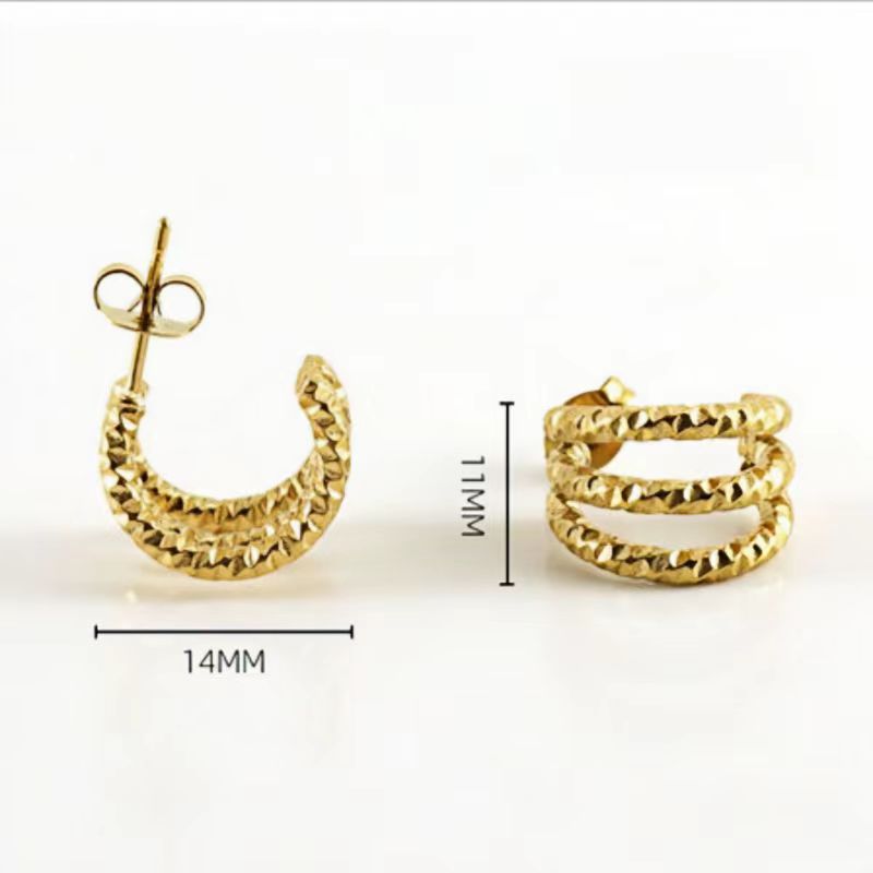 1 Pair Retro C Shape Plating Stainless Steel 18k Gold Plated Ear Studs