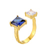 Retro U Shape Stainless Steel Plating Inlay Zircon 18k Gold Plated Open Rings