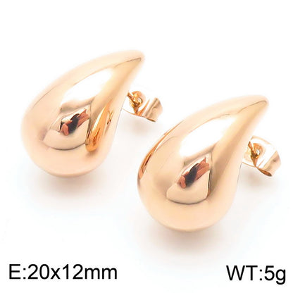 1 Pair Basic Water Droplets Stainless Steel 18K Gold Plated Ear Studs