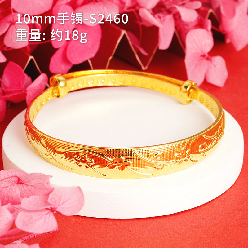 Chinoiserie Geometric Copper Gold Plated Bangle