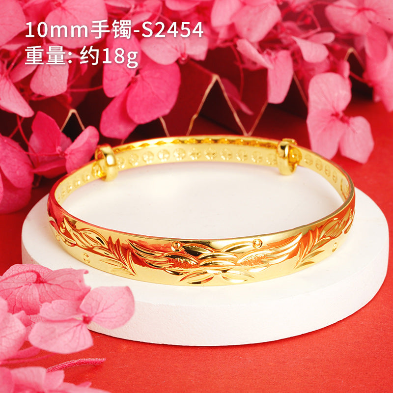 Chinoiserie Geometric Copper Gold Plated Bangle