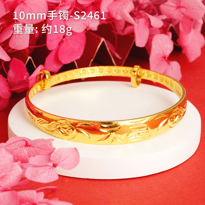 Chinoiserie Geometric Copper Gold Plated Bangle