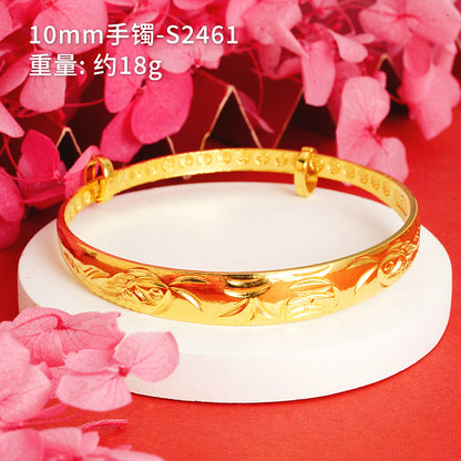 Chinoiserie Geometric Copper Gold Plated Bangle