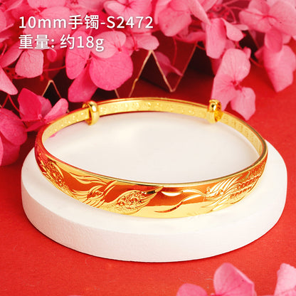 Chinoiserie Geometric Copper Gold Plated Bangle