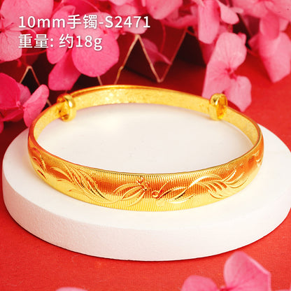 Chinoiserie Geometric Copper Gold Plated Bangle