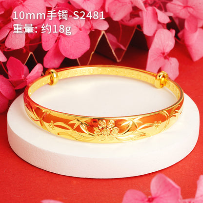 Chinoiserie Geometric Copper Gold Plated Bangle