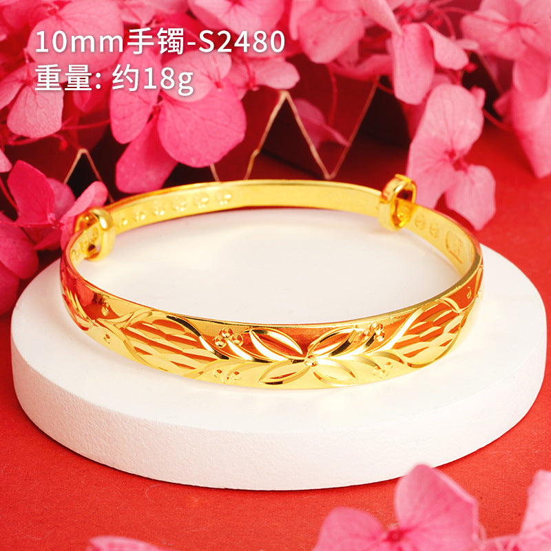 Chinoiserie Geometric Copper Gold Plated Bangle