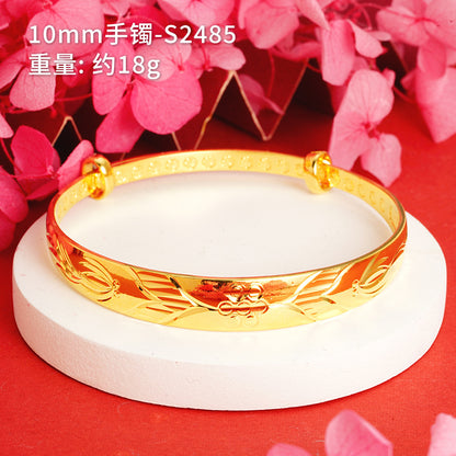 Chinoiserie Geometric Copper Gold Plated Bangle