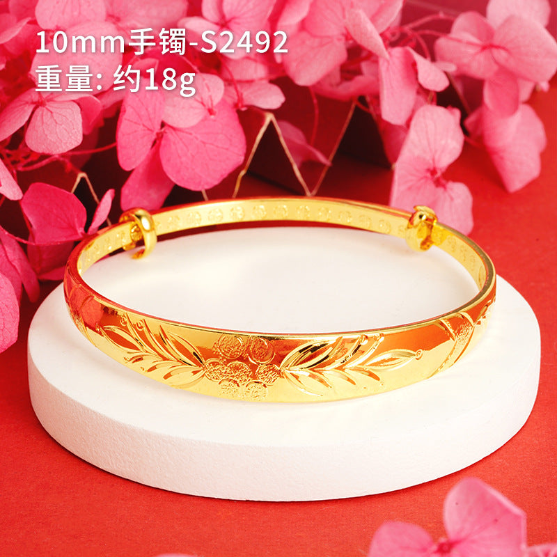 Chinoiserie Geometric Copper Gold Plated Bangle