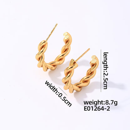 1 Pair Simple Style Geometric Oval Polishing Plating Stainless Steel Gold Plated Ear Studs