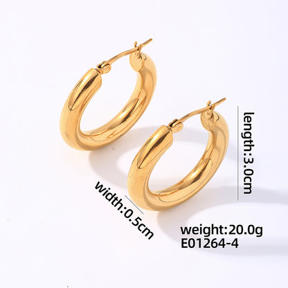 1 Pair Simple Style Geometric Oval Polishing Plating Stainless Steel Gold Plated Ear Studs