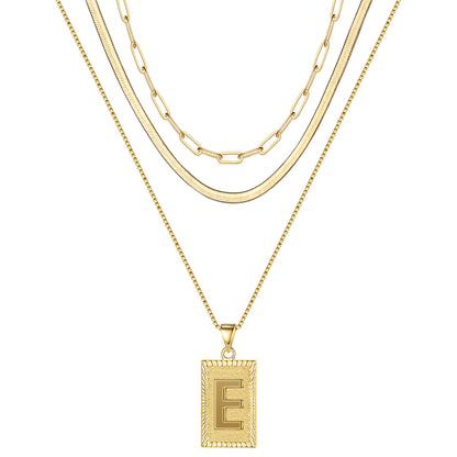 Hip-hop Cool Style Letter Rectangle Copper Plating 14k Gold Plated Layered Necklaces