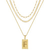 Hip-hop Cool Style Letter Rectangle Copper Plating 14k Gold Plated Layered Necklaces