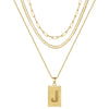 Hip-hop Cool Style Letter Rectangle Copper Plating 14k Gold Plated Layered Necklaces