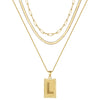 Hip-hop Cool Style Letter Rectangle Copper Plating 14k Gold Plated Layered Necklaces