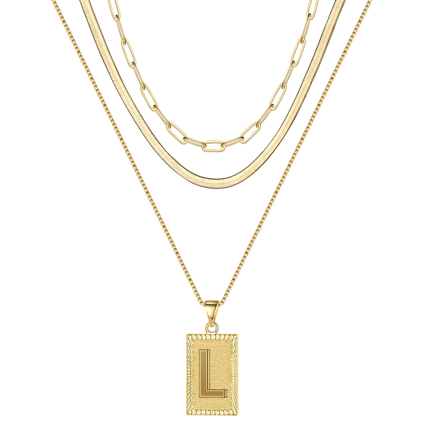 Hip-hop Cool Style Letter Rectangle Copper Plating 14k Gold Plated Layered Necklaces