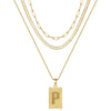 Hip-hop Cool Style Letter Rectangle Copper Plating 14k Gold Plated Layered Necklaces