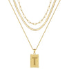 Hip-hop Cool Style Letter Rectangle Copper Plating 14k Gold Plated Layered Necklaces