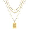 Hip-hop Cool Style Letter Rectangle Copper Plating 14k Gold Plated Layered Necklaces