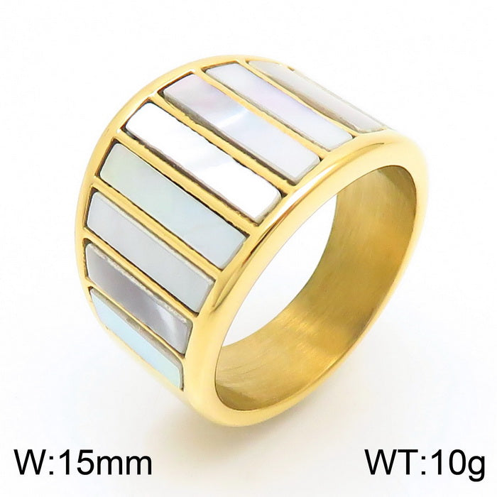 Basic Retro Geometric Titanium Steel Epoxy Plating Rings