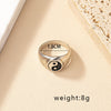 Chinoiserie Retro Punk Gossip Alloy Plating Inlay Rhinestones White Gold Plated Unisex Rings