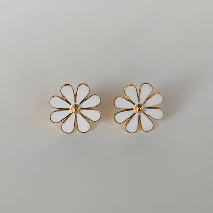 1 Pair Simple Style Commute Flower Plating Titanium Steel Gold Plated Ear Studs