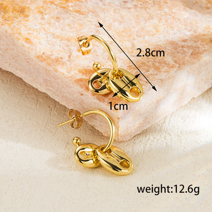 1 Pair Ig Style Basic Heart Shape Water Plating Stainless Steel Drop Earrings