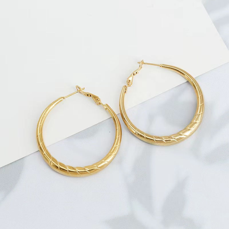 1 Pair Simple Style Round Plating Stainless Steel 18k Gold Plated Earrings