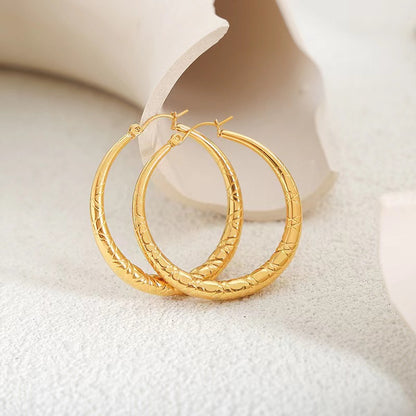 1 Pair Simple Style Round Plating Stainless Steel 18k Gold Plated Earrings