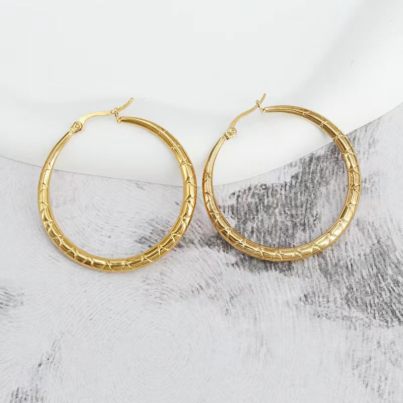 1 Pair Simple Style Round Plating Stainless Steel 18k Gold Plated Earrings