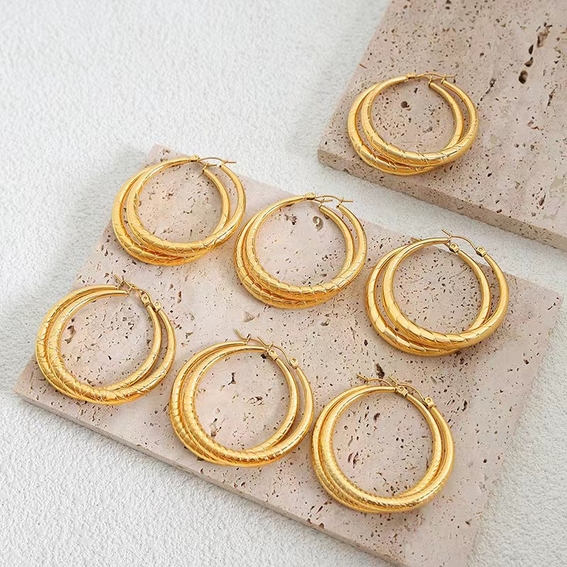 1 Pair Simple Style Round Plating Stainless Steel 18k Gold Plated Earrings