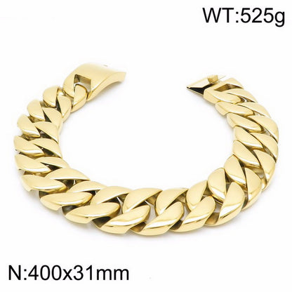 Punk Streetwear Solid Color Stainless Steel Plating 18k Gold Plated Bracelets Necklace