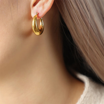 1 Pair Casual Basic Simple Style Solid Color Plating Titanium Steel 18k Gold Plated Earrings