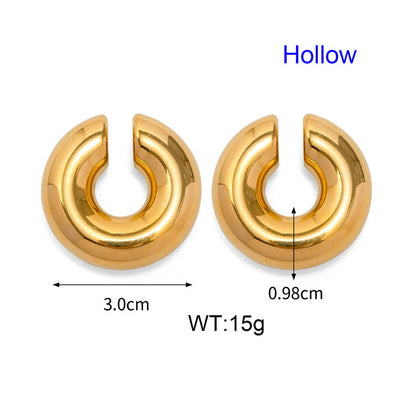 1 Pair Vintage Style U Shape Geometric Plating Titanium Steel 18K Gold Plated Ear Cuffs