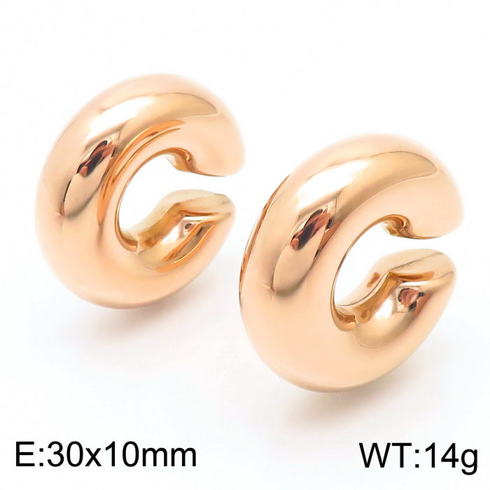 1 Pair Vintage Style U Shape Geometric Plating Titanium Steel 18K Gold Plated Ear Cuffs