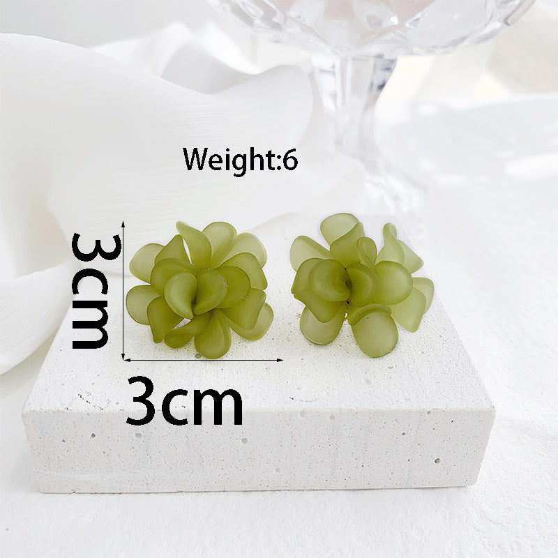 1 Pair Elegant Lady Flower Resin Gold Plated Ear Studs