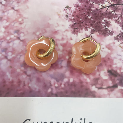 1 Pair Simple Style Classic Style Flower Plating Alloy Copper 14k Gold Plated Gold White K Ear Studs