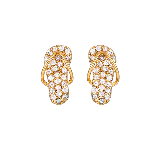 1 Pair Cute Simple Style Shiny Slippers Inlay Copper Zircon Gold Plated Ear Studs