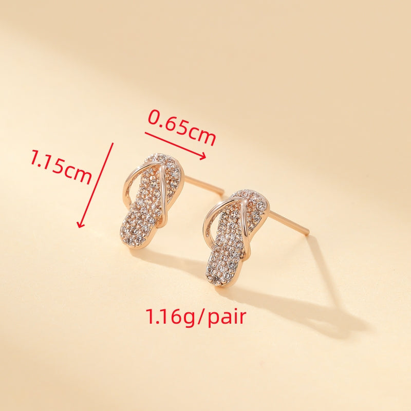 1 Pair Cute Simple Style Shiny Slippers Inlay Copper Zircon Gold Plated Ear Studs