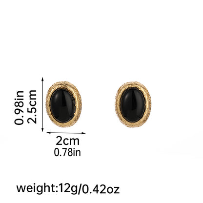 1 Pair Casual Elegant Luxurious Geometric Plating Inlay Copper Obsidian 18k Gold Plated Ear Studs