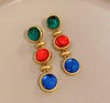 1 Pair Vintage Style Round Oval Flower Plating Alloy Drop Earrings