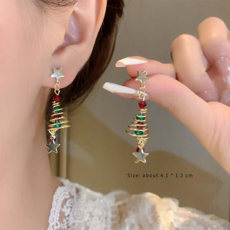 1 Pair Cute Snowflake Inlay Alloy Rhinestones Drop Earrings