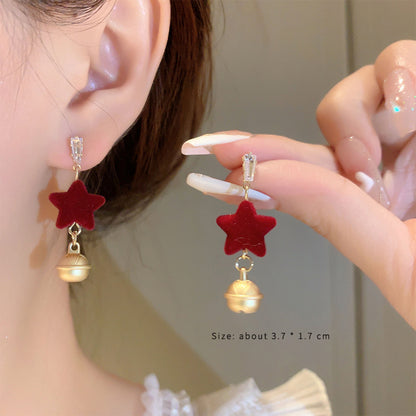 1 Pair Cute Snowflake Inlay Alloy Rhinestones Drop Earrings