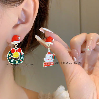 1 Pair Cute Snowflake Inlay Alloy Rhinestones Drop Earrings