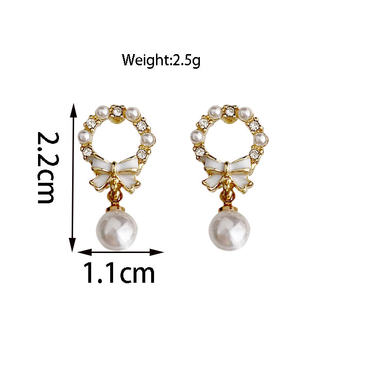 1 Pair Simple Style Flower Plating Inlay Alloy Rhinestones Pearl Gold Plated Drop Earrings