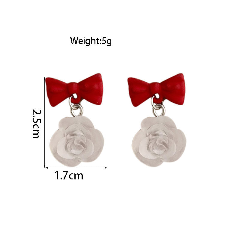 1 Pair Elegant Lady Flower Bow Knot Alloy Drop Earrings