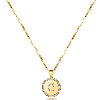 Casual Classic Style Shiny Round Letter Copper 14k Gold Plated Zircon Pendant Necklace In Bulk