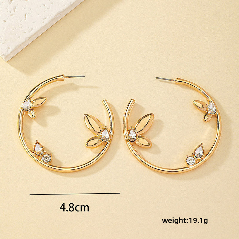 1 Pair Elegant Geometric Plating Inlay Alloy Zircon Ear Studs