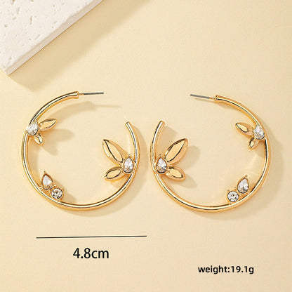 1 Pair Elegant Geometric Plating Inlay Alloy Zircon Ear Studs